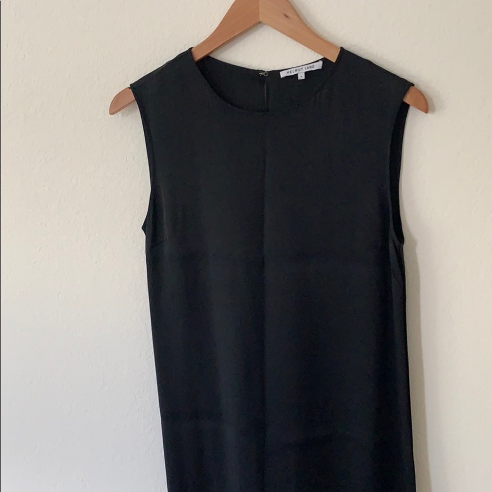 HELMUT LANG Black Midi Satin Shift Dress